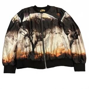 Katsumi Scenic Sunset Landscape Bomber Jacket Women’s Size 12